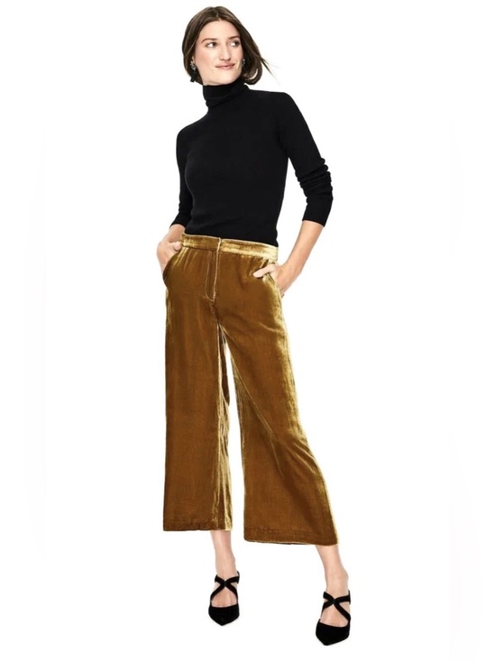 Boden Pants - BODEN Lyndhurst Velvet Wide Leg Crop Pants-Trumpet